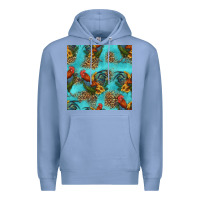 Colony Blue rooster and sunflowers seamless pattern Premium Hoodie - HRA Design Shop