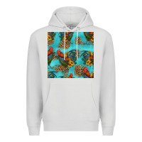 Dove Grey rooster and sunflowers seamless pattern Premium Hoodie - HRA Design Shop