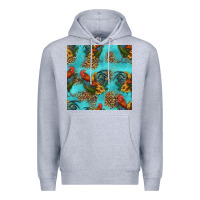 Heather Grey rooster and sunflowers seamless pattern Premium Hoodie - HRA Design Shop