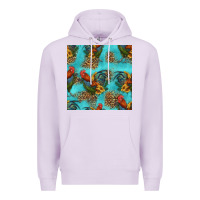 Lilac rooster and sunflowers seamless pattern Premium Hoodie - HRA Design Shop