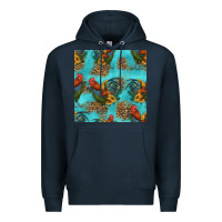 Navy rooster and sunflowers seamless pattern Premium Hoodie - HRA Design Shop