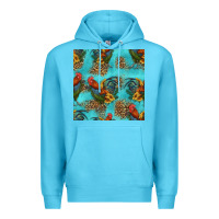 Ocean Blue rooster and sunflowers seamless pattern Premium Hoodie - HRA Design Shop