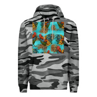 Slate Camo rooster and sunflowers seamless pattern Premium Hoodie - HRA Design Shop