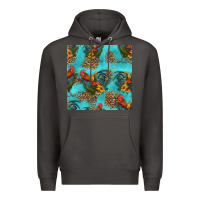 Smoke rooster and sunflowers seamless pattern Premium Hoodie - HRA Design Shop