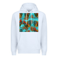 White rooster and sunflowers seamless pattern Premium Hoodie - HRA Design Shop