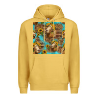 Antique Gold goat sunflowers seamless pattern Premium Hoodie - HRA Design Shop