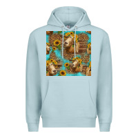 Blue Mist goat sunflowers seamless pattern Premium Hoodie - HRA Design Shop