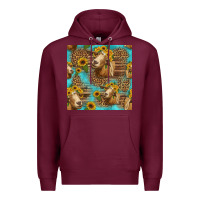 Burgundy goat sunflowers seamless pattern Premium Hoodie - HRA Design Shop
