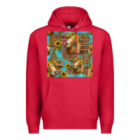 Cardinal goat sunflowers seamless pattern Premium Hoodie - HRA Design Shop