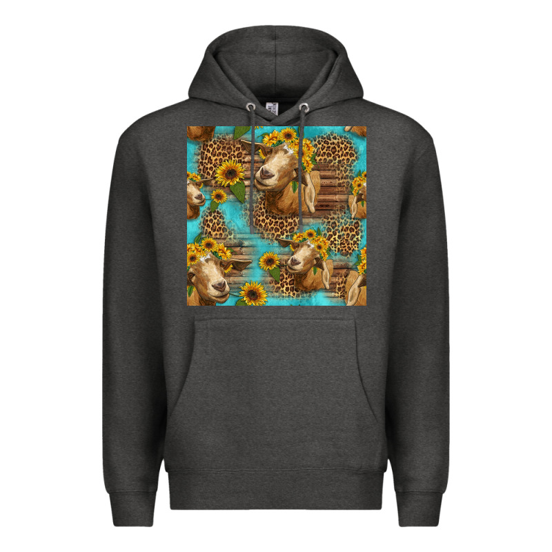 Goat Sunflowers Seamless Pattern Premium Hoodie by HRA Design Shop | Teevron