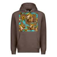 Coffee goat sunflowers seamless pattern Premium Hoodie - HRA Design Shop