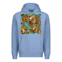 Colony Blue goat sunflowers seamless pattern Premium Hoodie - HRA Design Shop
