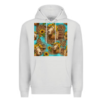 Dove Grey goat sunflowers seamless pattern Premium Hoodie - HRA Design Shop