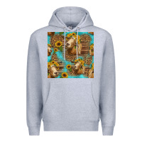 Heather Grey goat sunflowers seamless pattern Premium Hoodie - HRA Design Shop