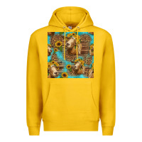Lemon goat sunflowers seamless pattern Premium Hoodie - HRA Design Shop