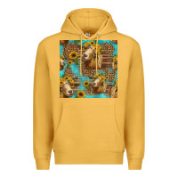 Mustard goat sunflowers seamless pattern Premium Hoodie - HRA Design Shop