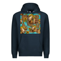 Navy goat sunflowers seamless pattern Premium Hoodie - HRA Design Shop