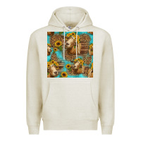 Oatmeal Heather goat sunflowers seamless pattern Premium Hoodie - HRA Design Shop