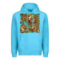 Ocean Blue goat sunflowers seamless pattern Premium Hoodie - HRA Design Shop