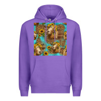 Purple goat sunflowers seamless pattern Premium Hoodie - HRA Design Shop