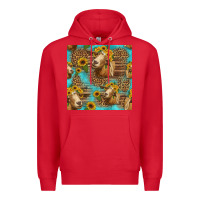 Red goat sunflowers seamless pattern Premium Hoodie - HRA Design Shop