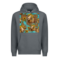 Rock goat sunflowers seamless pattern Premium Hoodie - HRA Design Shop