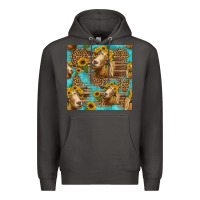 Smoke goat sunflowers seamless pattern Premium Hoodie - HRA Design Shop