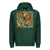 Sports Green goat sunflowers seamless pattern Premium Hoodie - HRA Design Shop