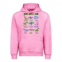 Fuchsia Pink god says i am dinosaurs Urban Hoodie - JahusDesignShop