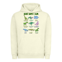 Pigment Pistachio god says i am dinosaurs Urban Hoodie - JahusDesignShop
