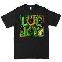 Black lucky horseshoe st patricks day leopard frame Premium Tee - LillyAllenDesigns