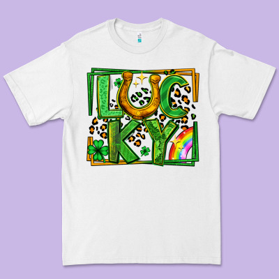 Lucky Horseshoe St Patricks Day Leopard Frame Premium Tee Designed By Lillyallendesigns