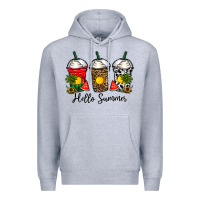 Heather Grey hello summer Premium Hoodie - CowhideDigitalArt