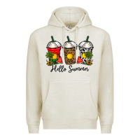 Oatmeal Heather hello summer Premium Hoodie - CowhideDigitalArt