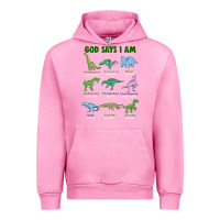 Fuchsia Pink god says i am dinosaurs Urban Hoodie - JahusDesignShop