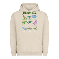 Pigment French Oak god says i am dinosaurs Urban Hoodie - JahusDesignShop