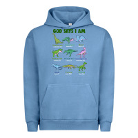 Pigment Pebble Blue god says i am dinosaurs Urban Hoodie - JahusDesignShop