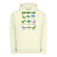 Pigment Pistachio god says i am dinosaurs Urban Hoodie - JahusDesignShop