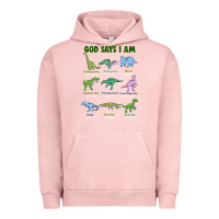 Pigment Salmon god says i am dinosaurs Urban Hoodie - JahusDesignShop