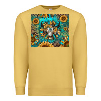 Antique Gold bull skull sunflowers Premium Sweatshirt - RanaPortraitStore