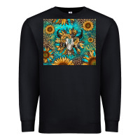Black bull skull sunflowers Premium Sweatshirt - RanaPortraitStore