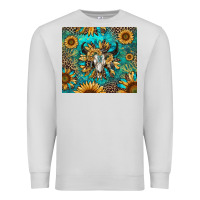 Dove Grey bull skull sunflowers Premium Sweatshirt - RanaPortraitStore