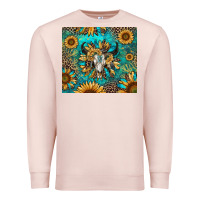 Pale Pink bull skull sunflowers Premium Sweatshirt - RanaPortraitStore