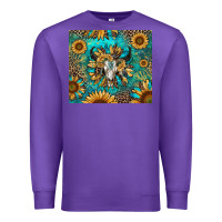 Purple bull skull sunflowers Premium Sweatshirt - RanaPortraitStore