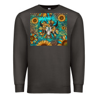 Smoke bull skull sunflowers Premium Sweatshirt - RanaPortraitStore