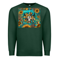 Sports Green bull skull sunflowers Premium Sweatshirt - RanaPortraitStore