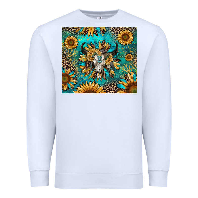 Bull Skull Sunflowers Premium Sweatshirt by RanaPortraitStore | Teevron
