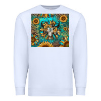 White bull skull sunflowers Premium Sweatshirt - RanaPortraitStore