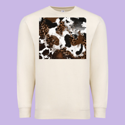 Premium Sweatshirt cowhide and leopard pattern