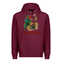 Burgundy Skeleton tis the season Premium Hoodie - FaDigitalArtStudio